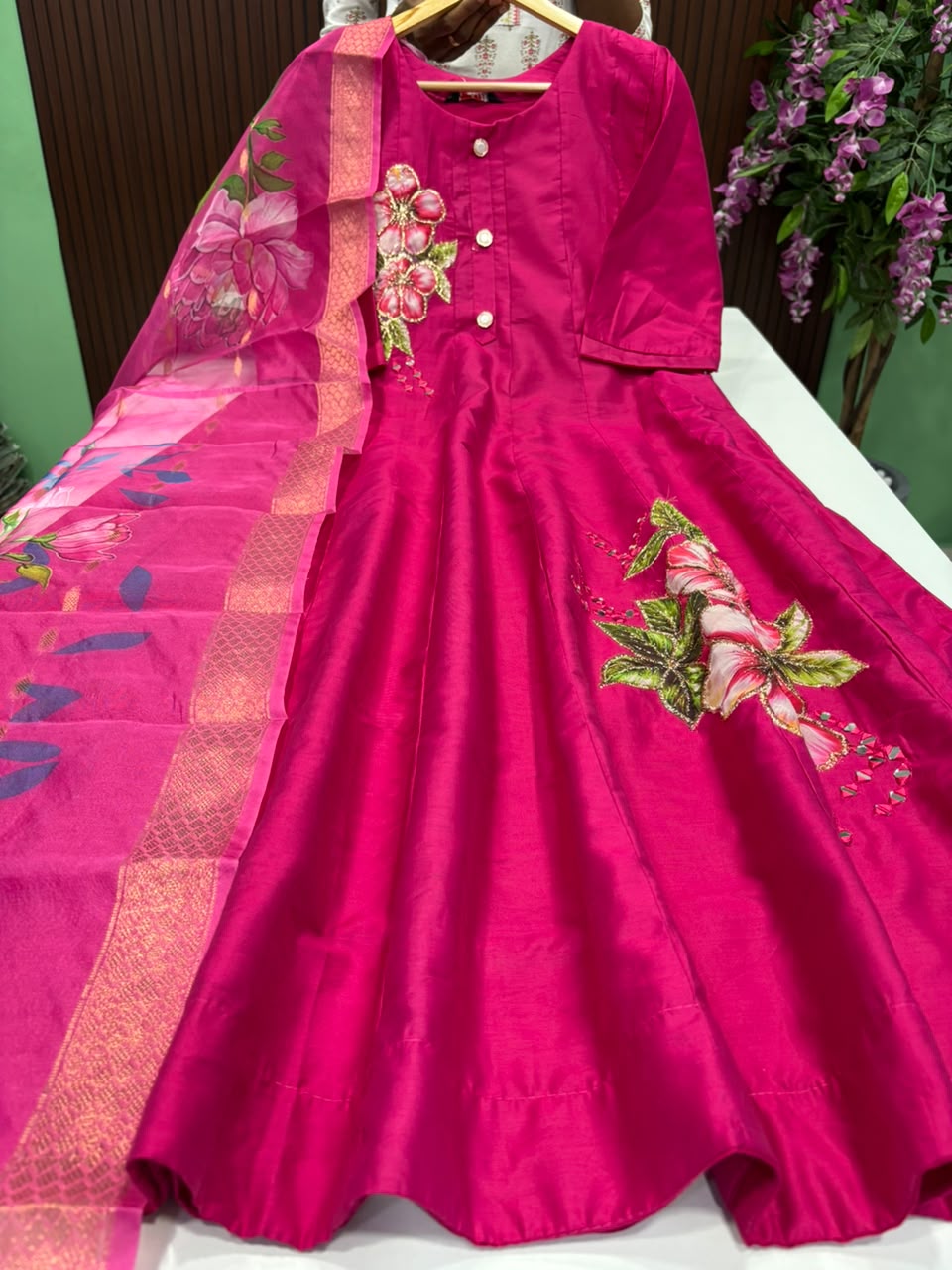SS9658 Roman Silk Anarkali with Dupatta Set