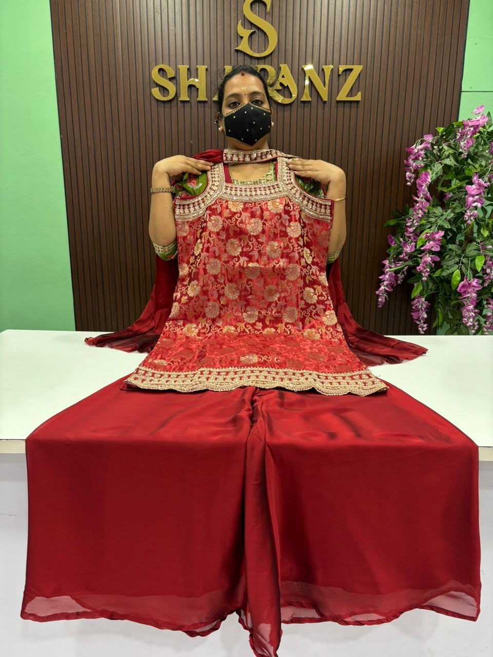 SS9690 Satin Banaras Sharara Suit