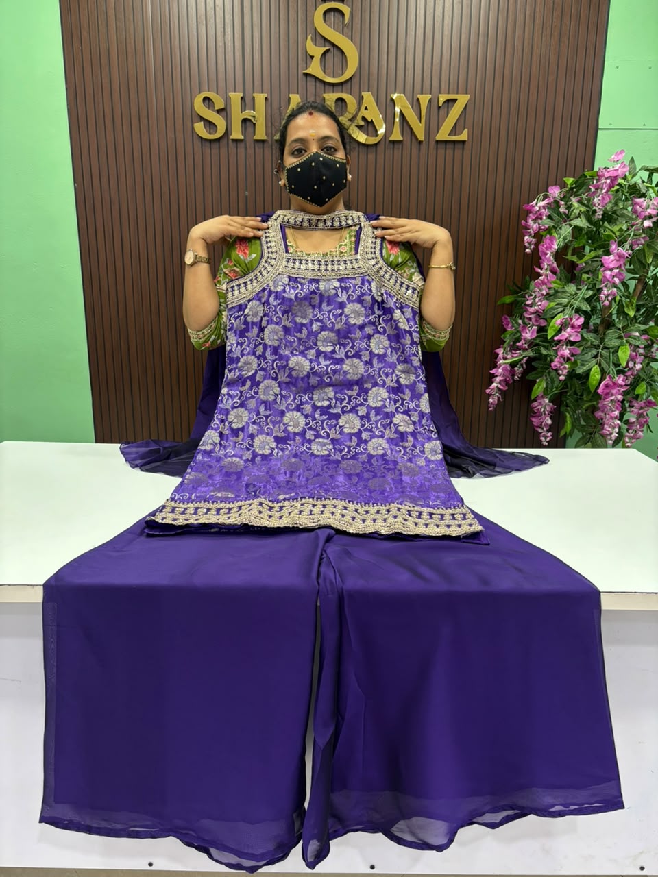 SS9688 Satin Banaras Sharara Suit