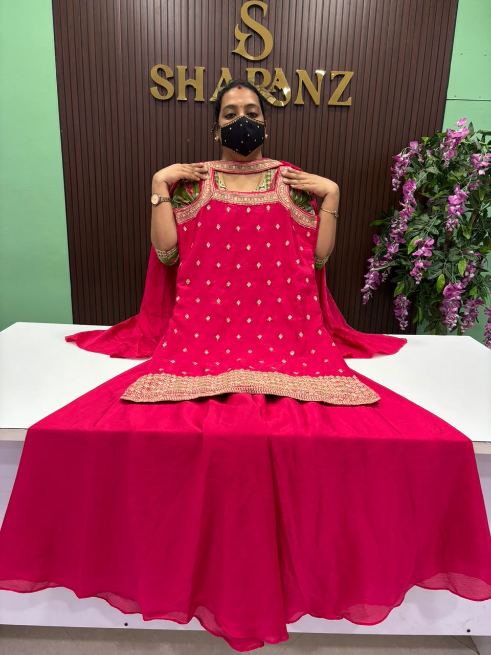 SS9691 Crushed Chinon Silk Sharara Suit