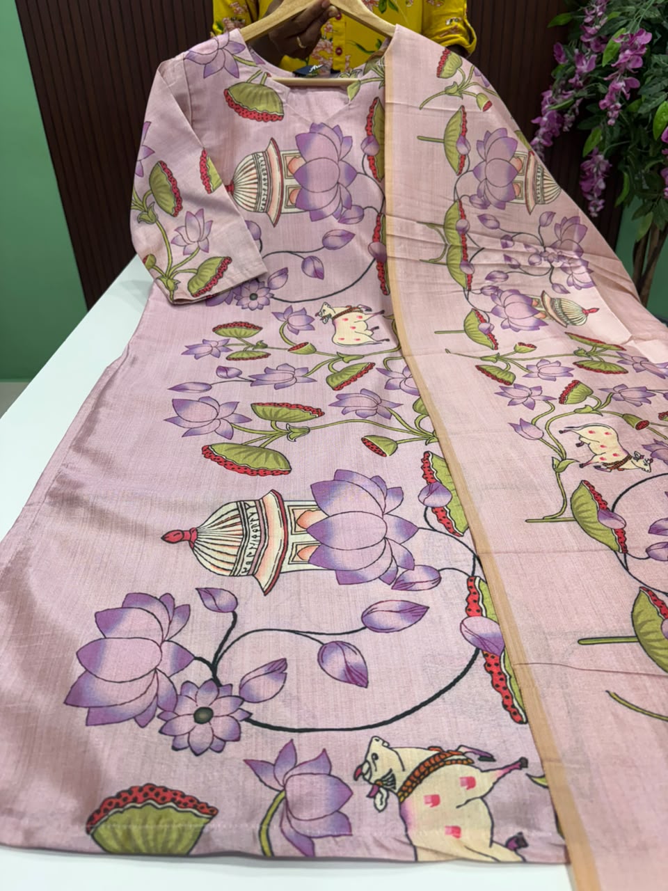 SS9736 Premium Tussar Silk Kurti with Dupatta Set