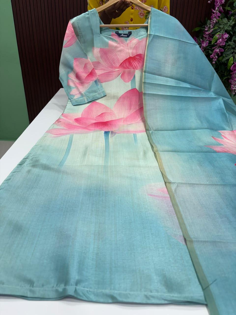 SS9739 Premium Tussar Silk Kurti with Dupatta Set