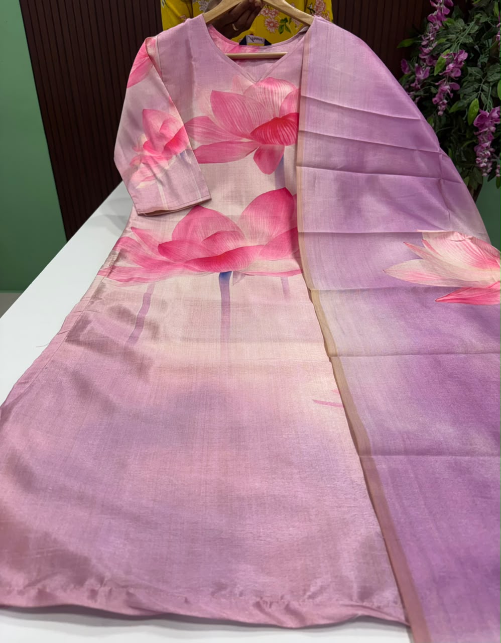 SS9734 Premium Tussar Silk Kurti with Dupatta Set