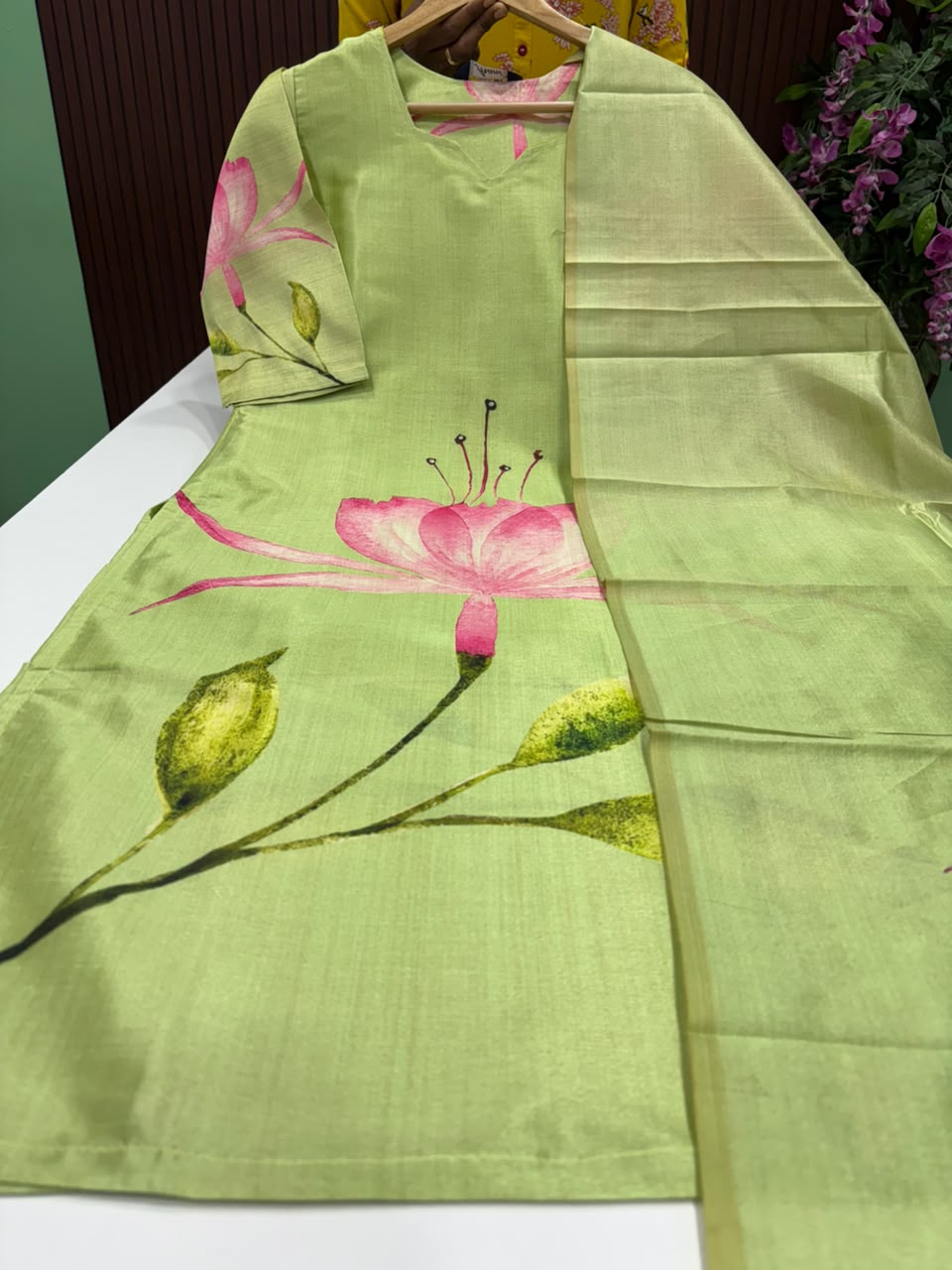 SS9741 Premium Tussar Silk Kurti with Dupatta