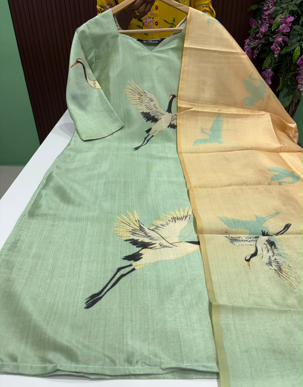 SS9742 Premium Tussar Silk Kurti with Dupatta
