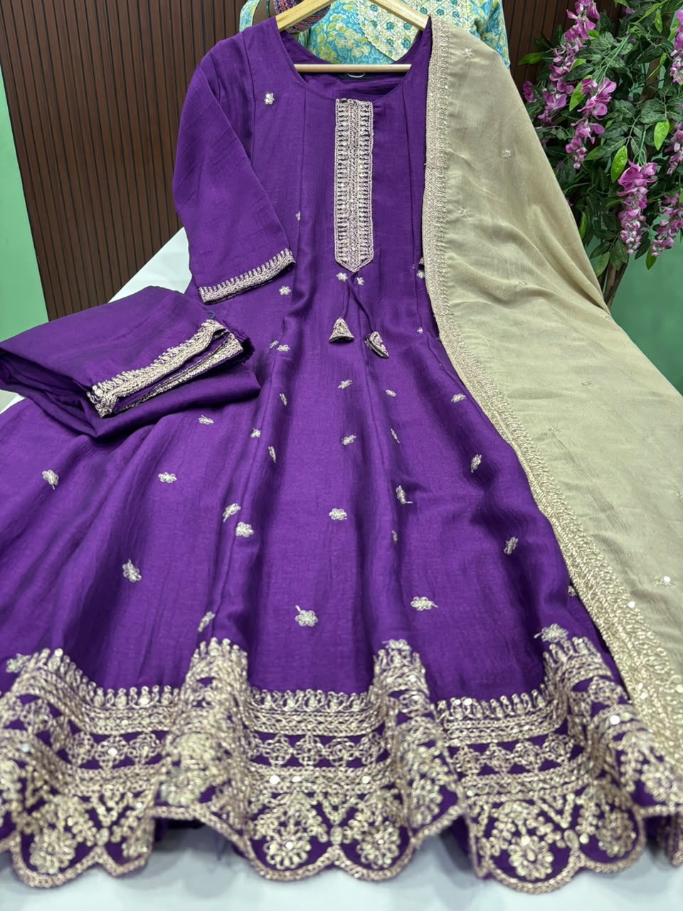 SS9791 Vichitra Silk Anarkali Suit
