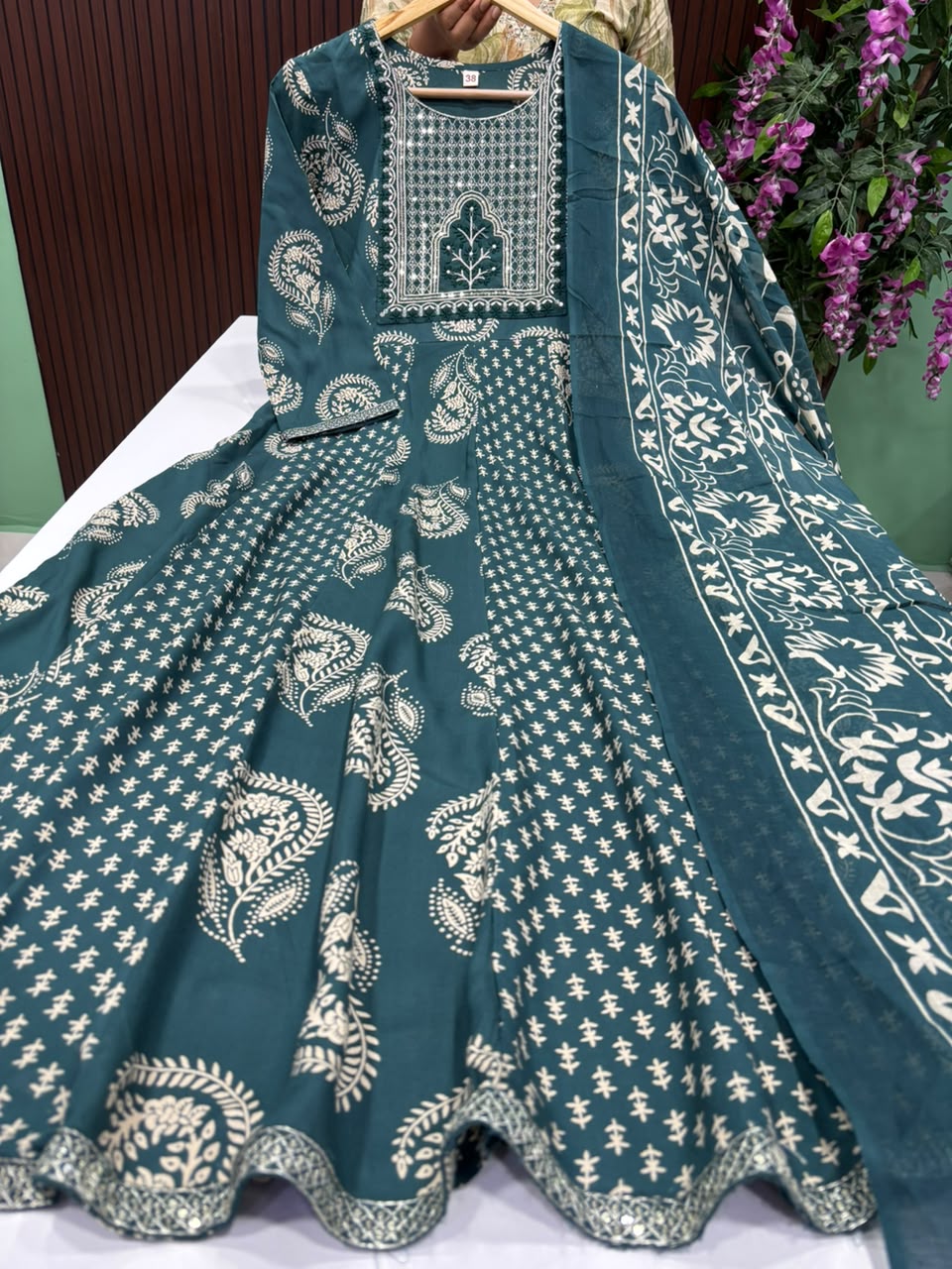 SS9797 Full Length Rayon Anarkali with Dupatta Set