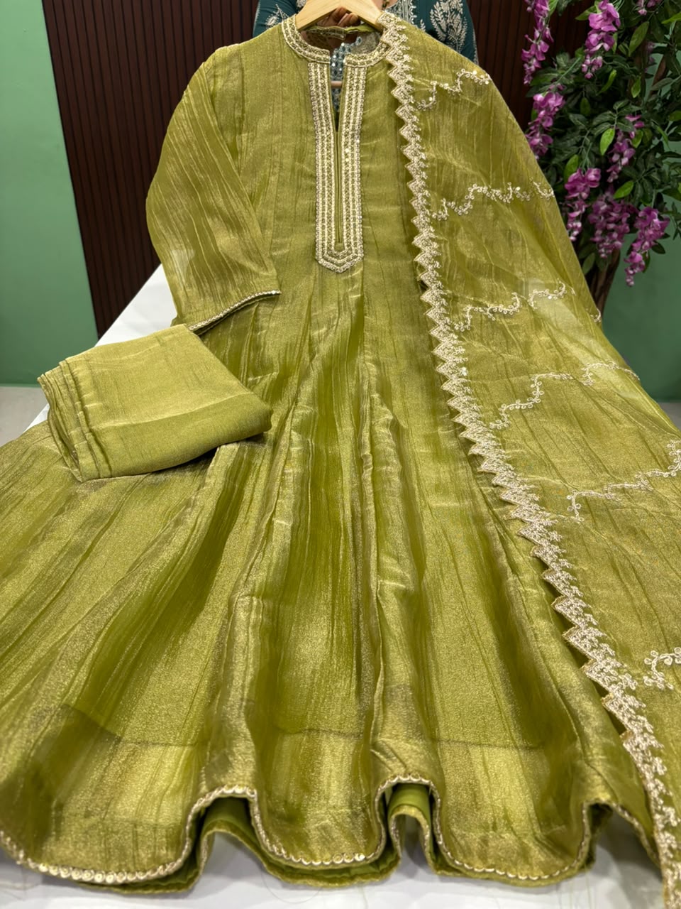 SS9809 Premium Crushed Tissue Anarkali Suit