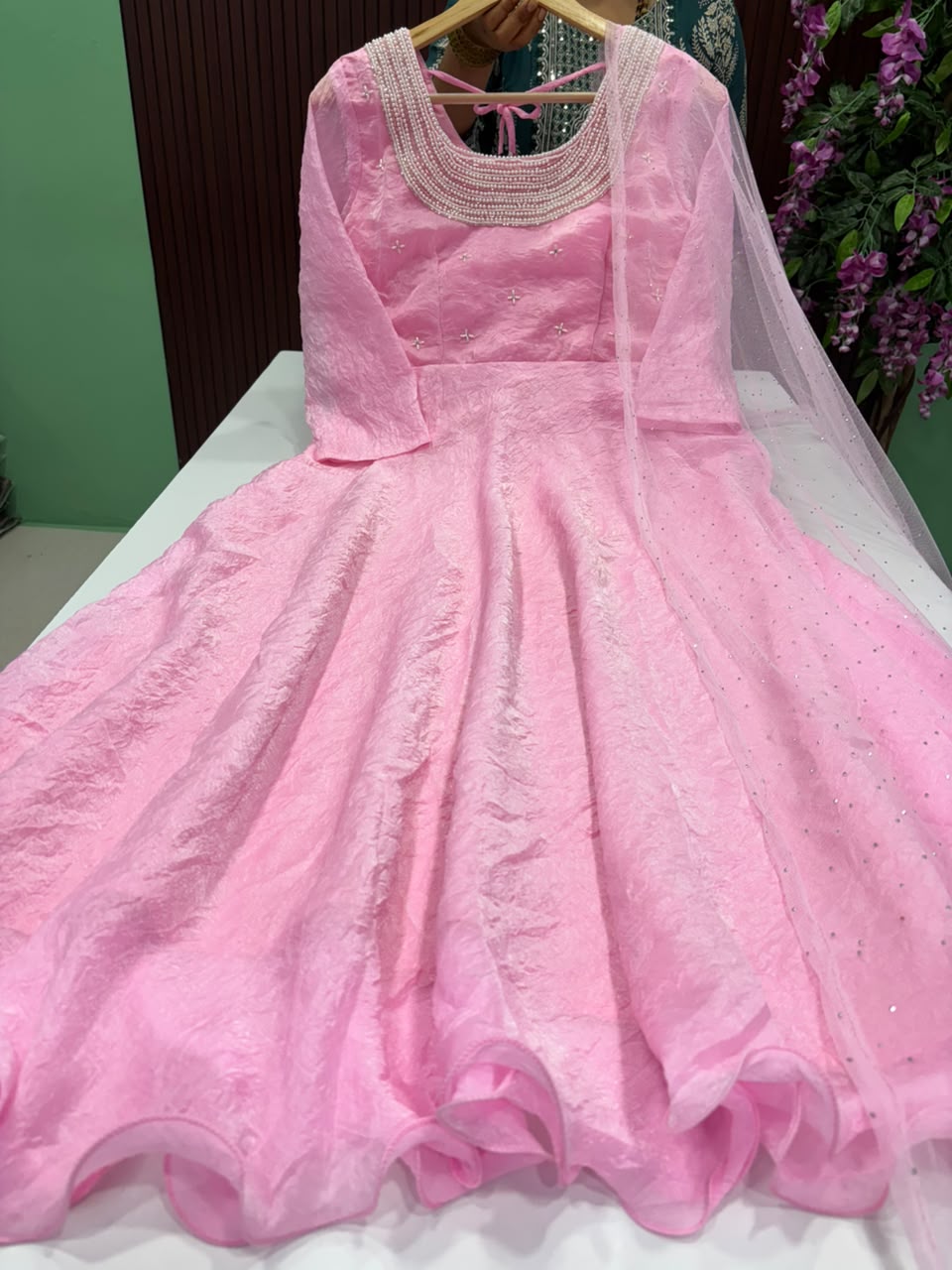 SS9812 Premium Fendi Crush Anarkali with Dupatta Set