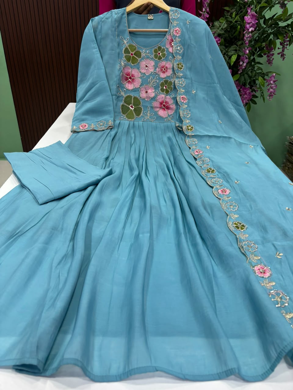 SS9893 Premium Mul Chanderi A line Anarkali Suit