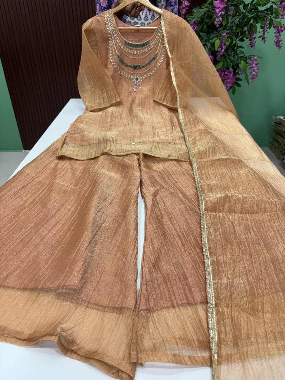 SS9916 Premium Crushed Tissue Sharara Suit