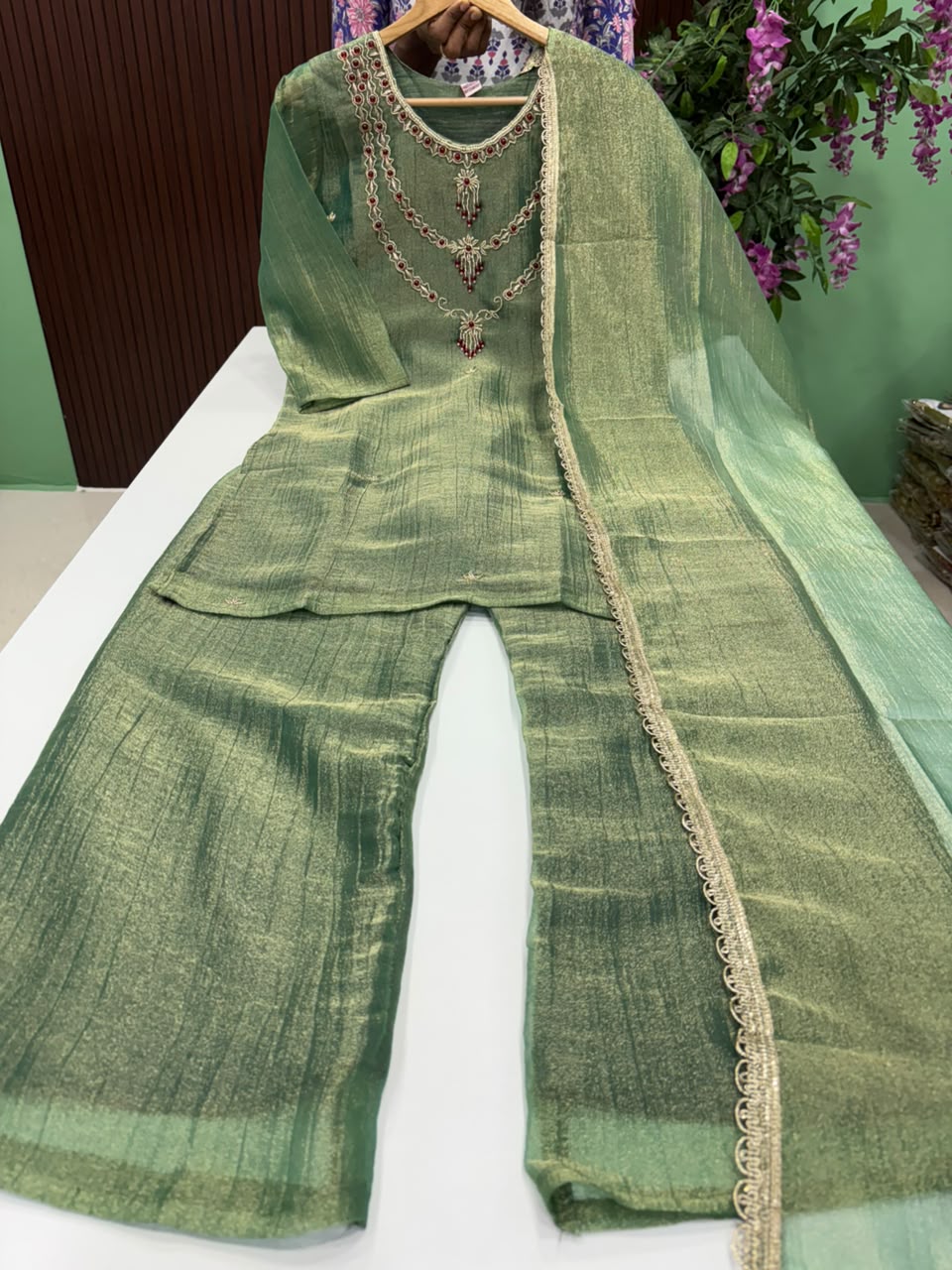 SS9917 Premium Crushed Tissue Sharara Suit
