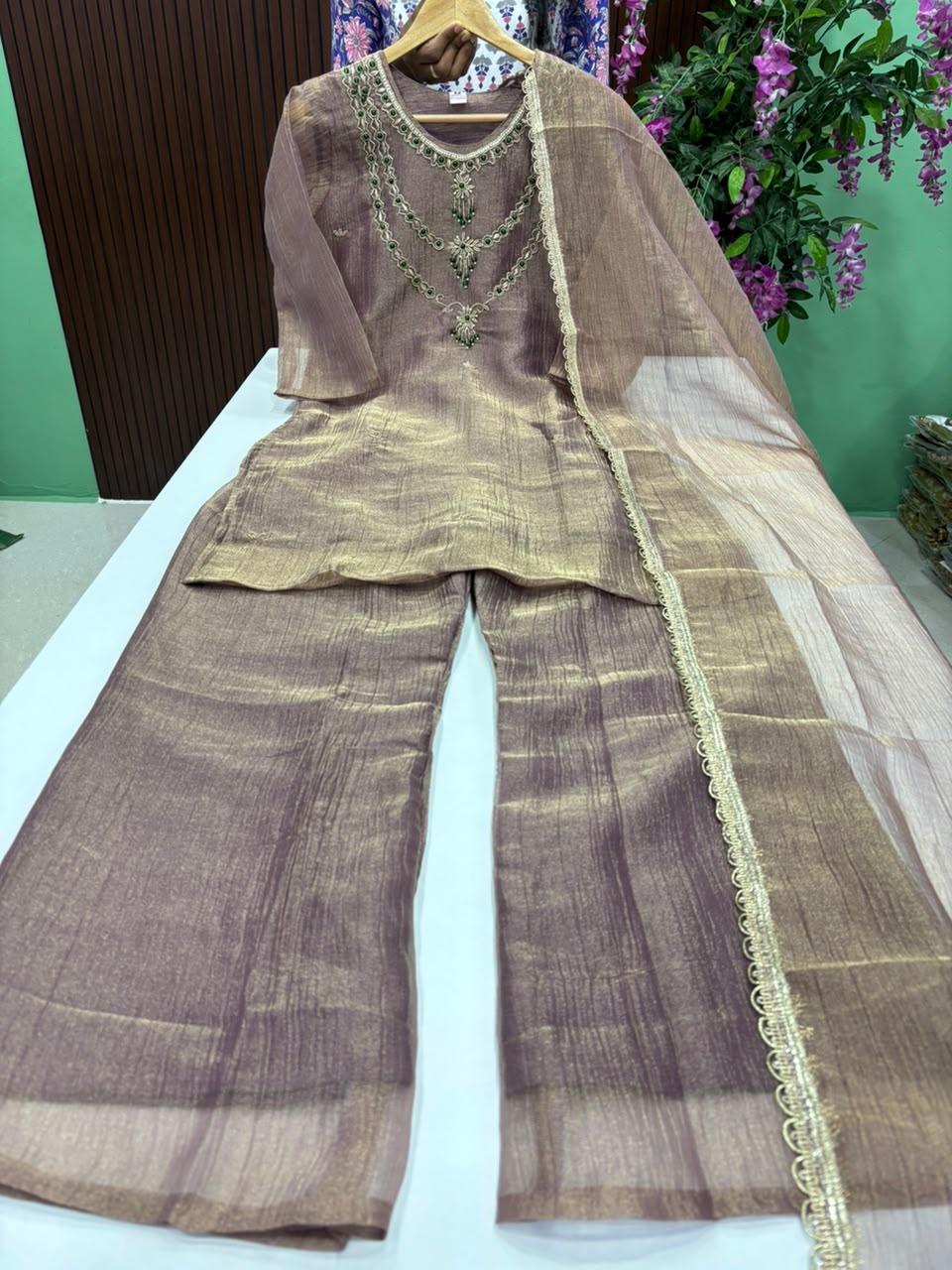 SS9918 Premium Crushed Tissue Sharara Suit