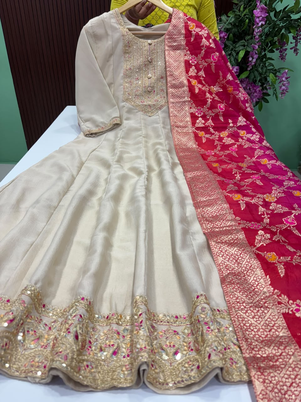 SS9920 Vichitra Silk Anarkali with Dupatta Set