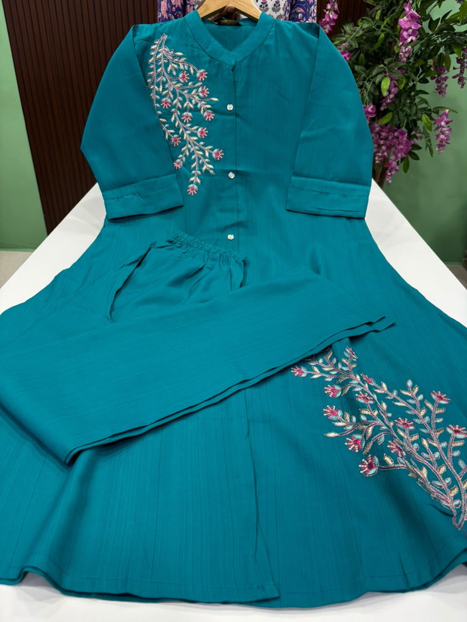 SS9936 Vatican Silk Co-ord Set - TEAL BLUE