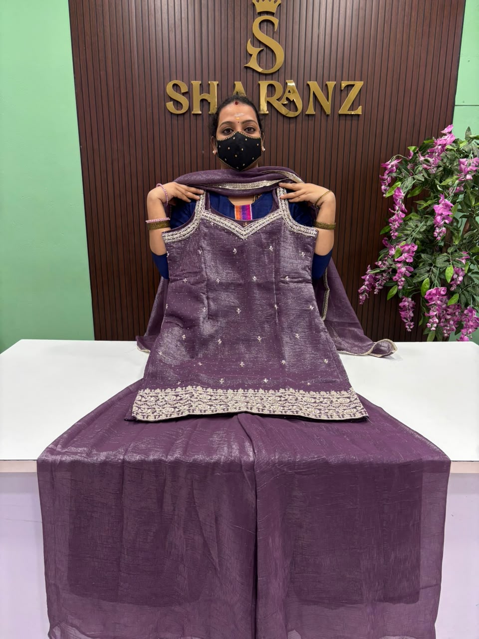 SS9980 Shimmer Crunchy Silk Sharara Suit