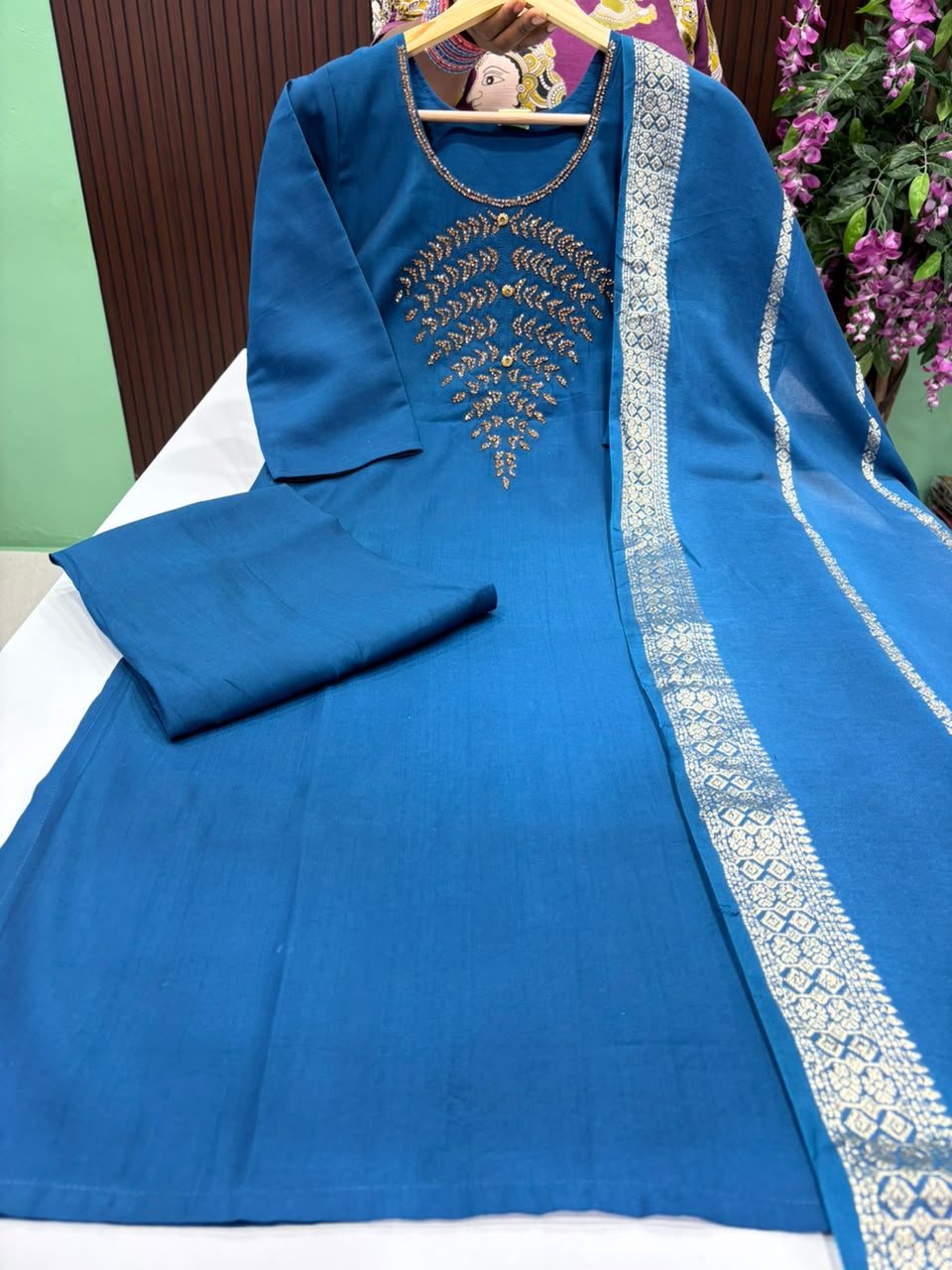 SS9995 Vatican Silk Kurti With Pant & Dupatta Set