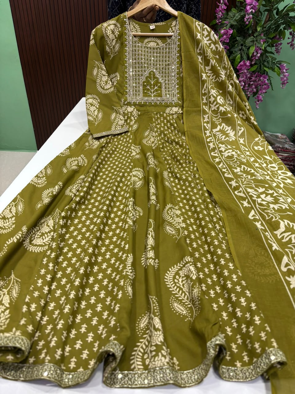 SS10016 Full Length Rayon Anarkali with Dupatta Set