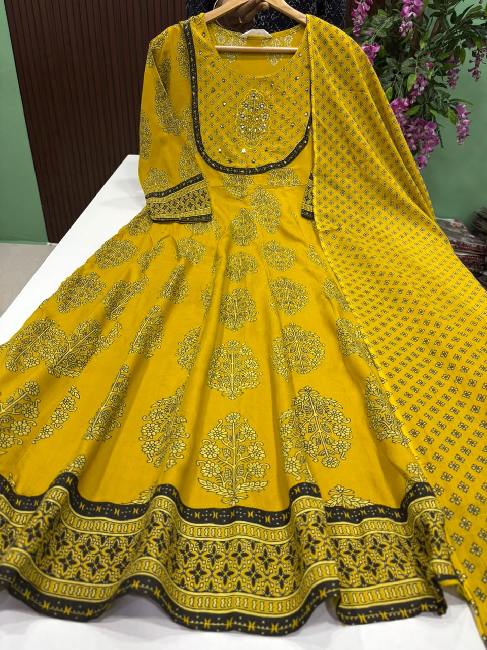 SS10017 Full Length Rayon Anarkali with Dupatta Set