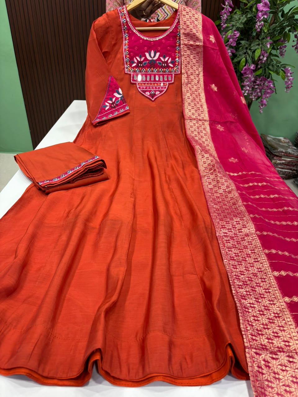 SS10028 Premium Mul Chanderi Anarkali Suit