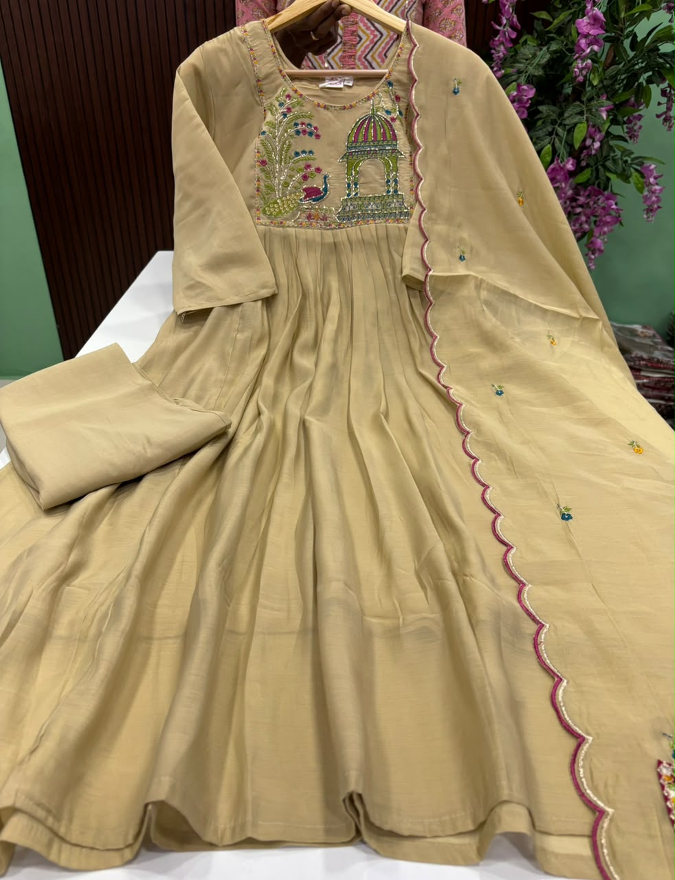 SS10032 Premium Mul Chanderi Anarkali Suit
