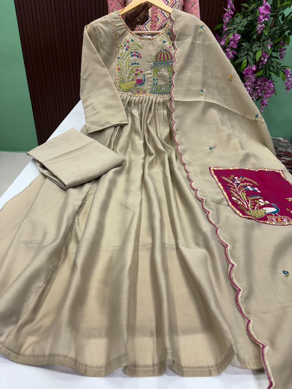 SS10031 Premium Mul Chanderi Anarkali Suit