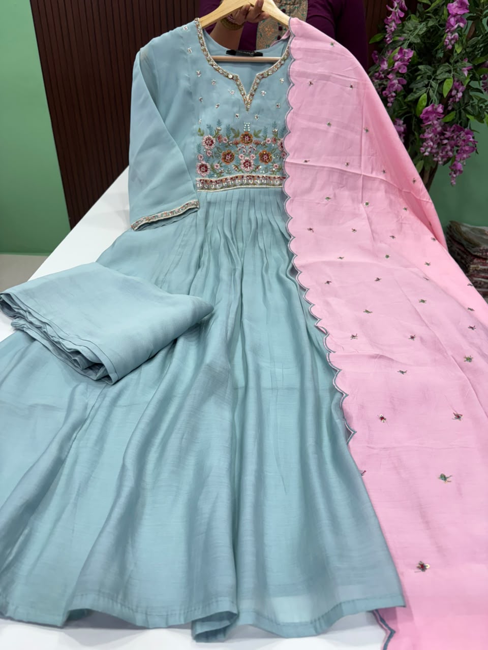 SS10033 Premium Mul Chanderi Anarkali Suit