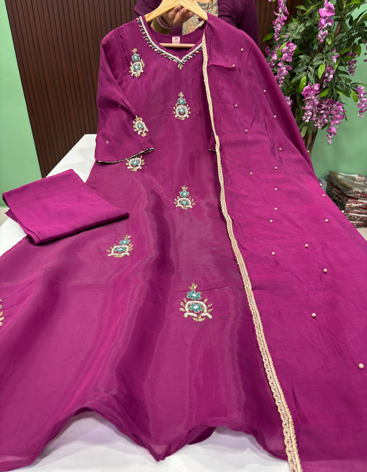 SS10034 Premium Mul Chanderi Anarkali Suit