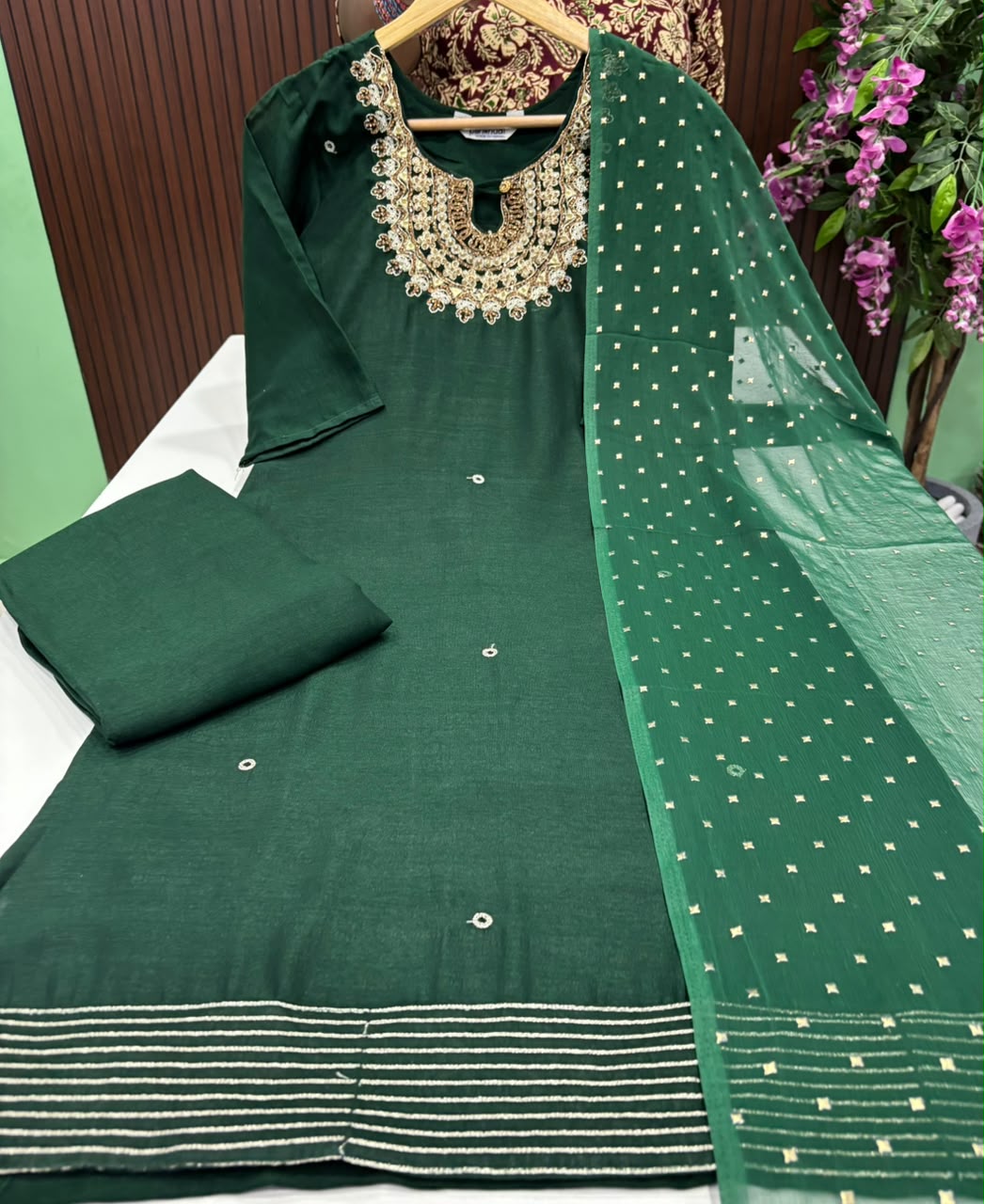 SS10073 Vichitra Silk Kurti With Pant & Dupatta Set