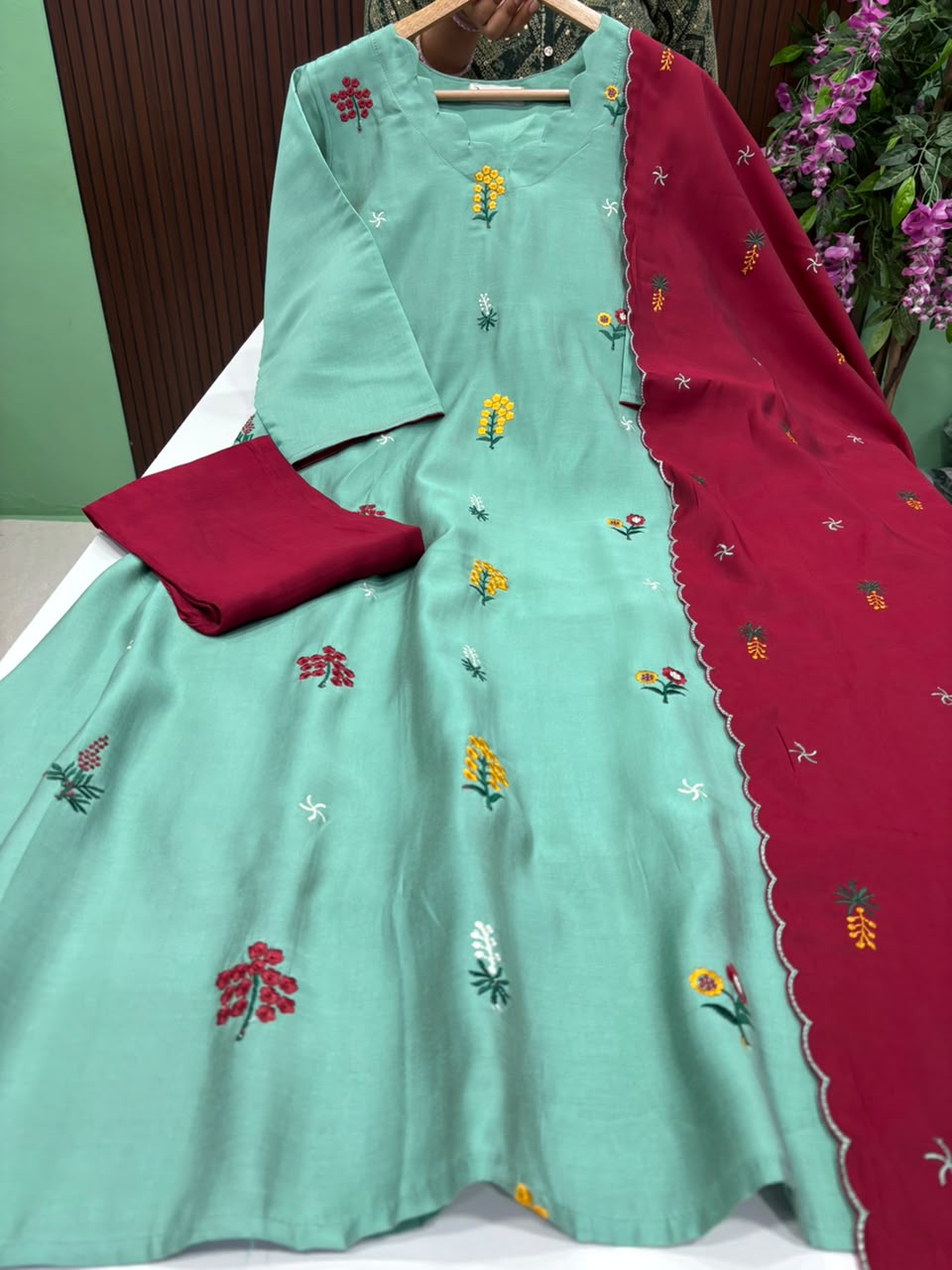 SS10110 Premium Mul Chanderi Anarkali Suit
