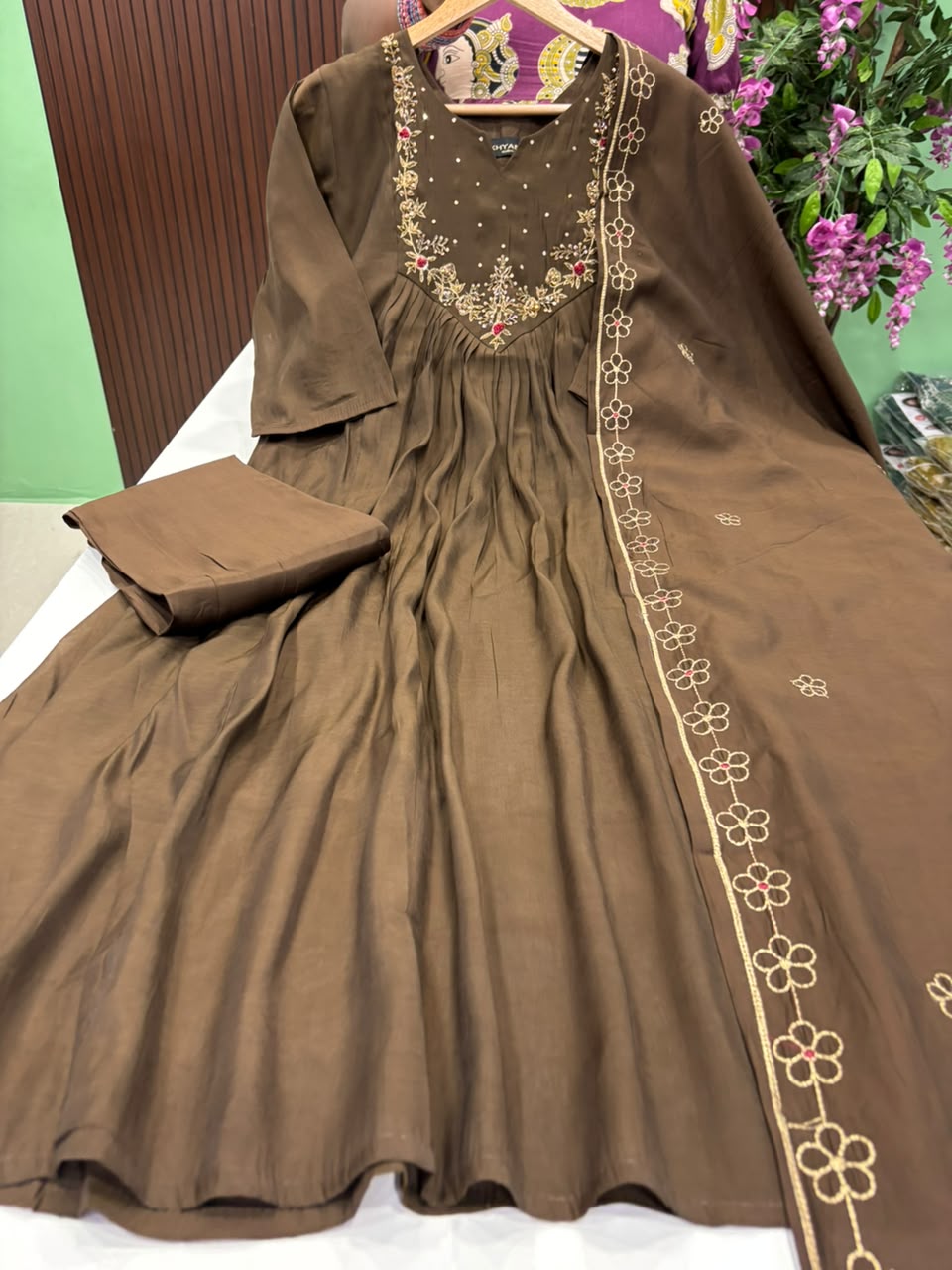 SS10112 Premium Mul Chanderi Anarkali Suit