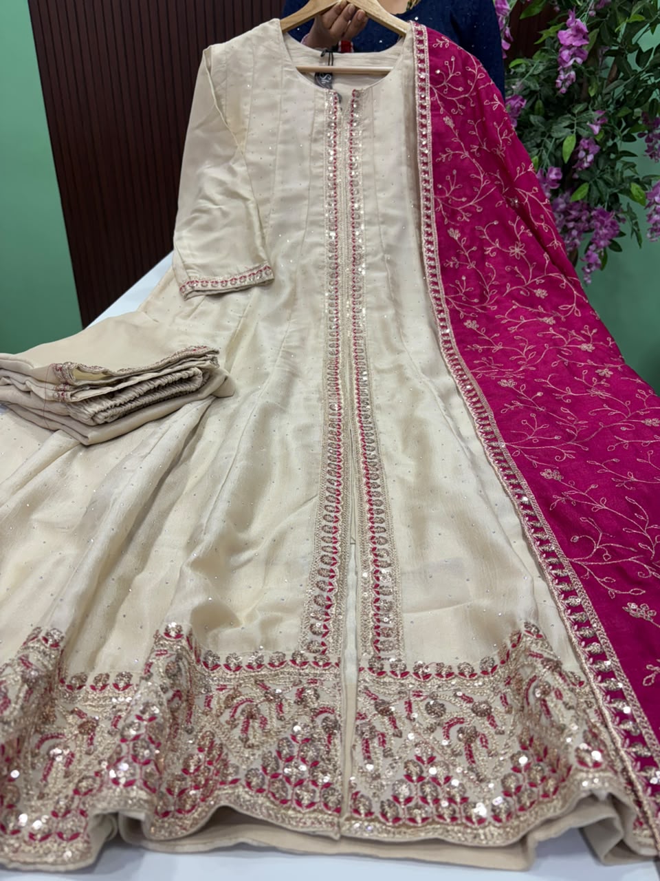 SS10153 Premium Vichitra Silk Anarkali Suit