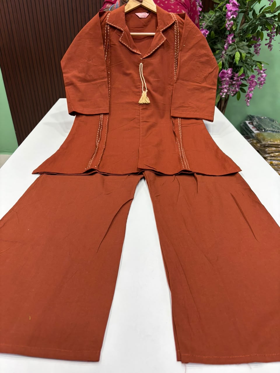 SS10151 Trendy & Stylish Cotton Co-ord Set -RUST ORANGE