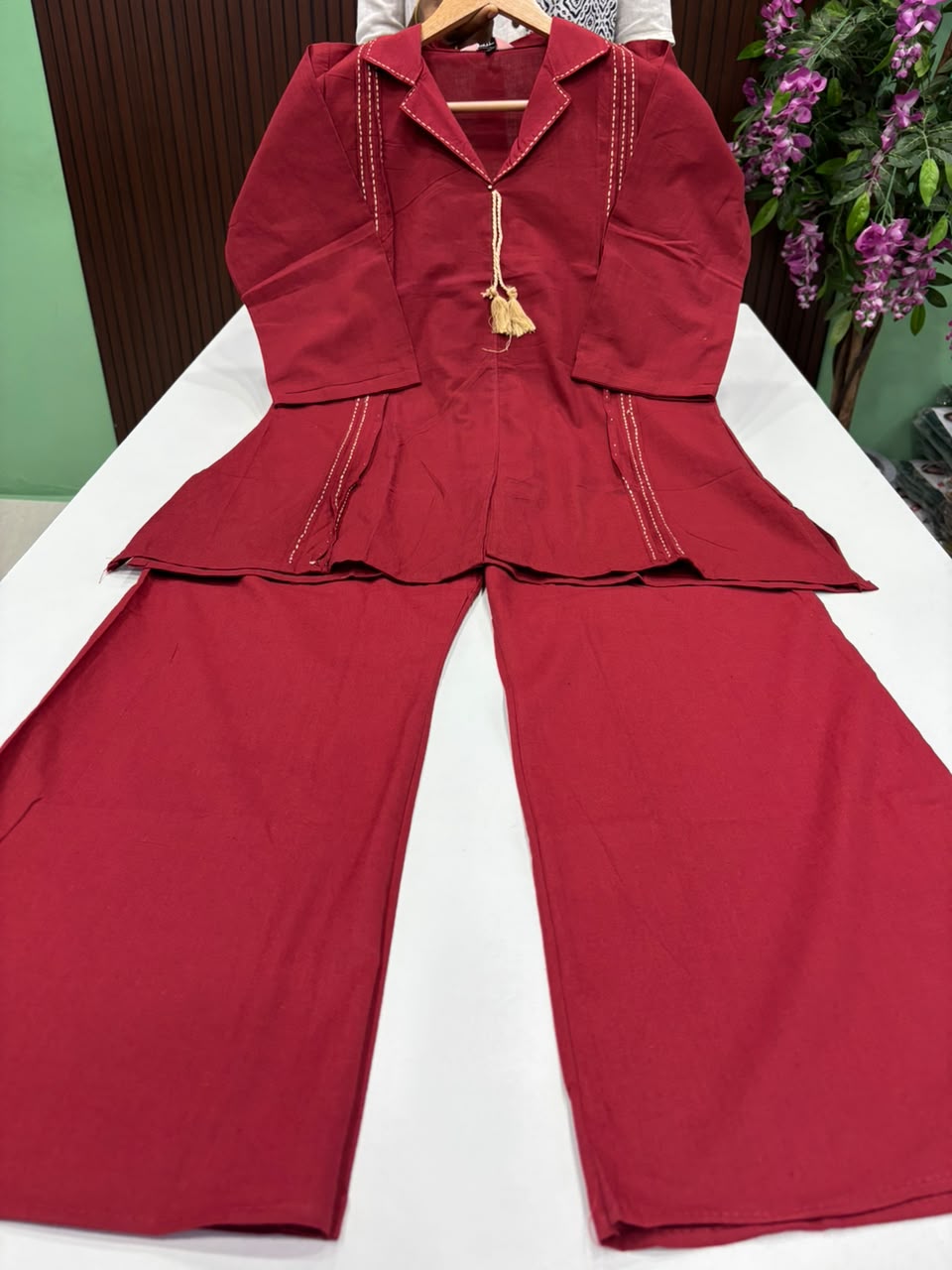 SS10150 Trendy & Stylish Cotton Co-ord Set - RED