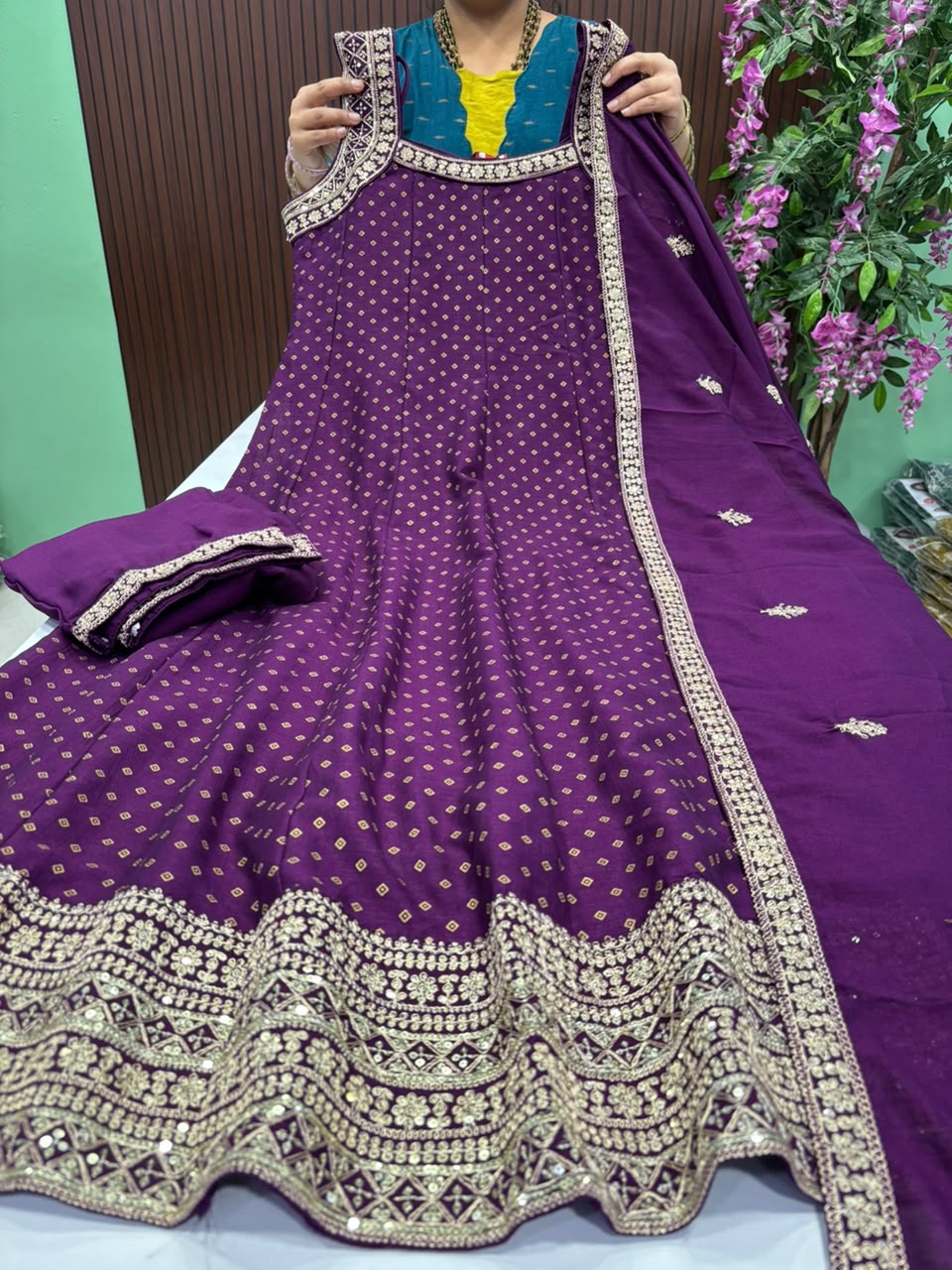 SS10185 Vichitra Silk Anarkali Suit