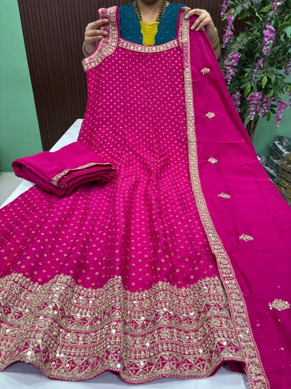SS10186 Vichitra Silk Anarkali Suit