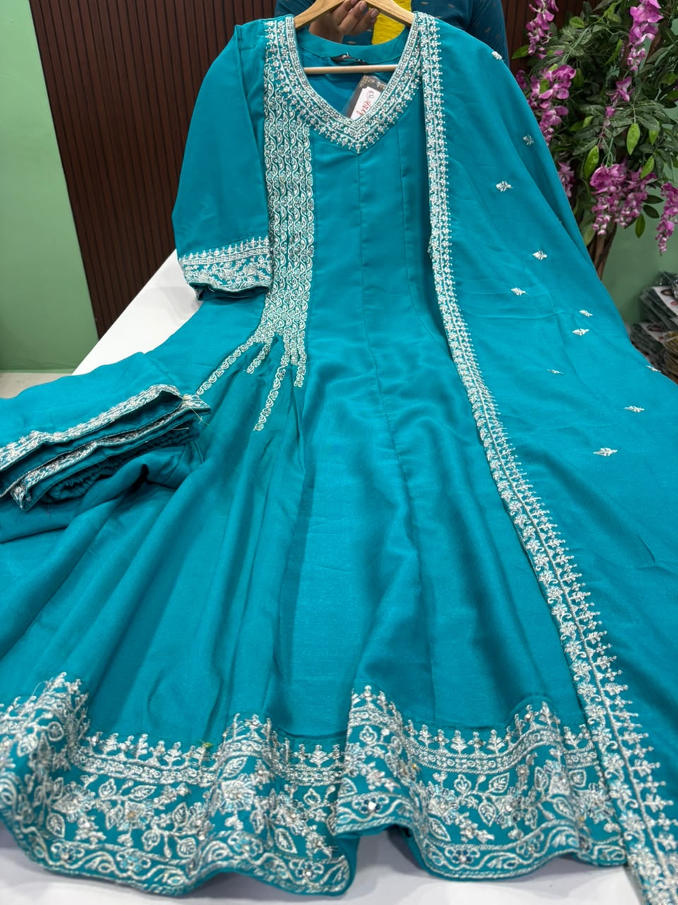 SS10190 Vichitra Silk Anarkali Suit - BLUE