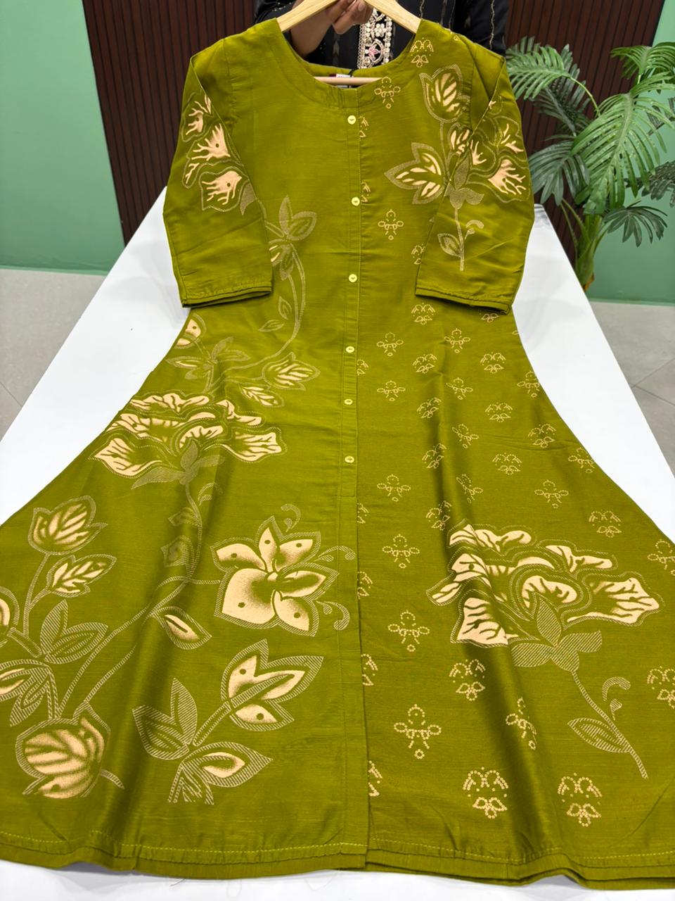 Semi Raw Silk A Line Kurti