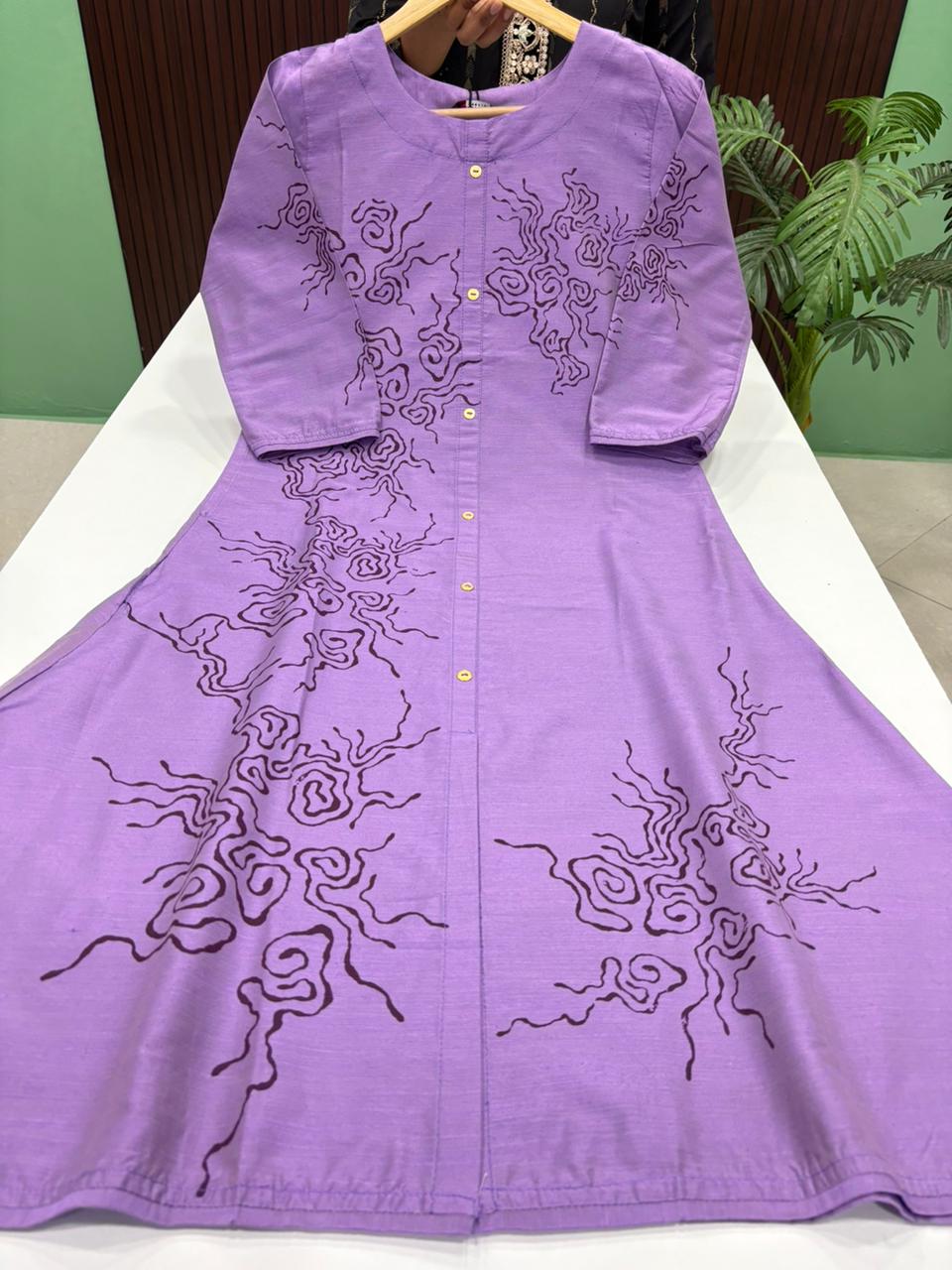 Semi Raw Silk A Line Kurti