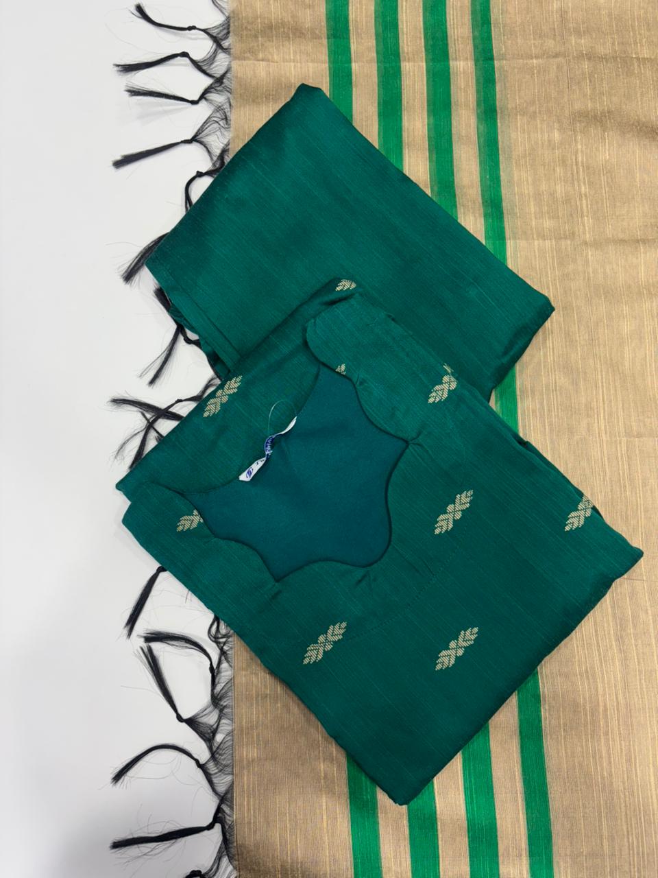 Raw Silk Kurti With Pant & Dupatta Set