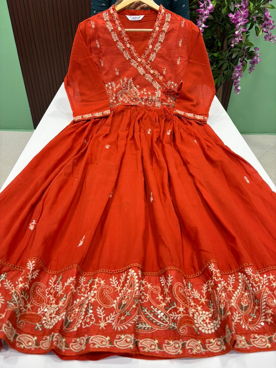 SS6346 Angrakha style Mul Cotton Anarkali