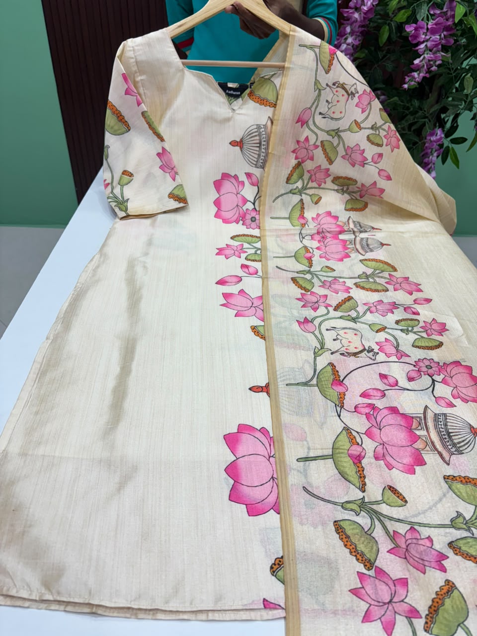 SS6511 Premium Tussar Silk Kurti with Dupatta Set