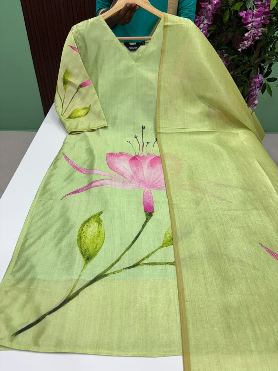 SS6516 Premium Tussar Silk Kurti with Dupatta Set
