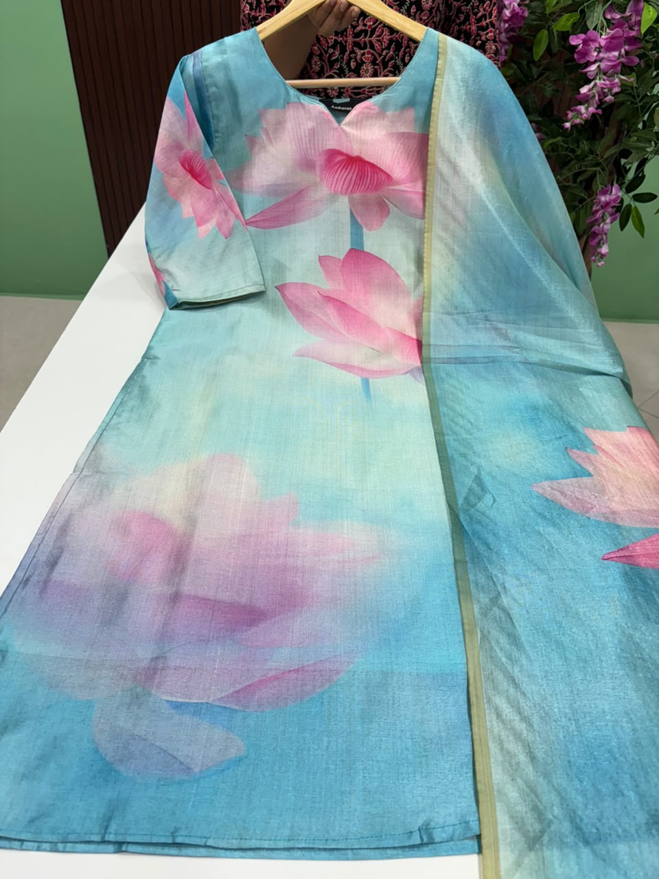 SS6514 Premium Tussar Silk Kurti with Dupatta Set
