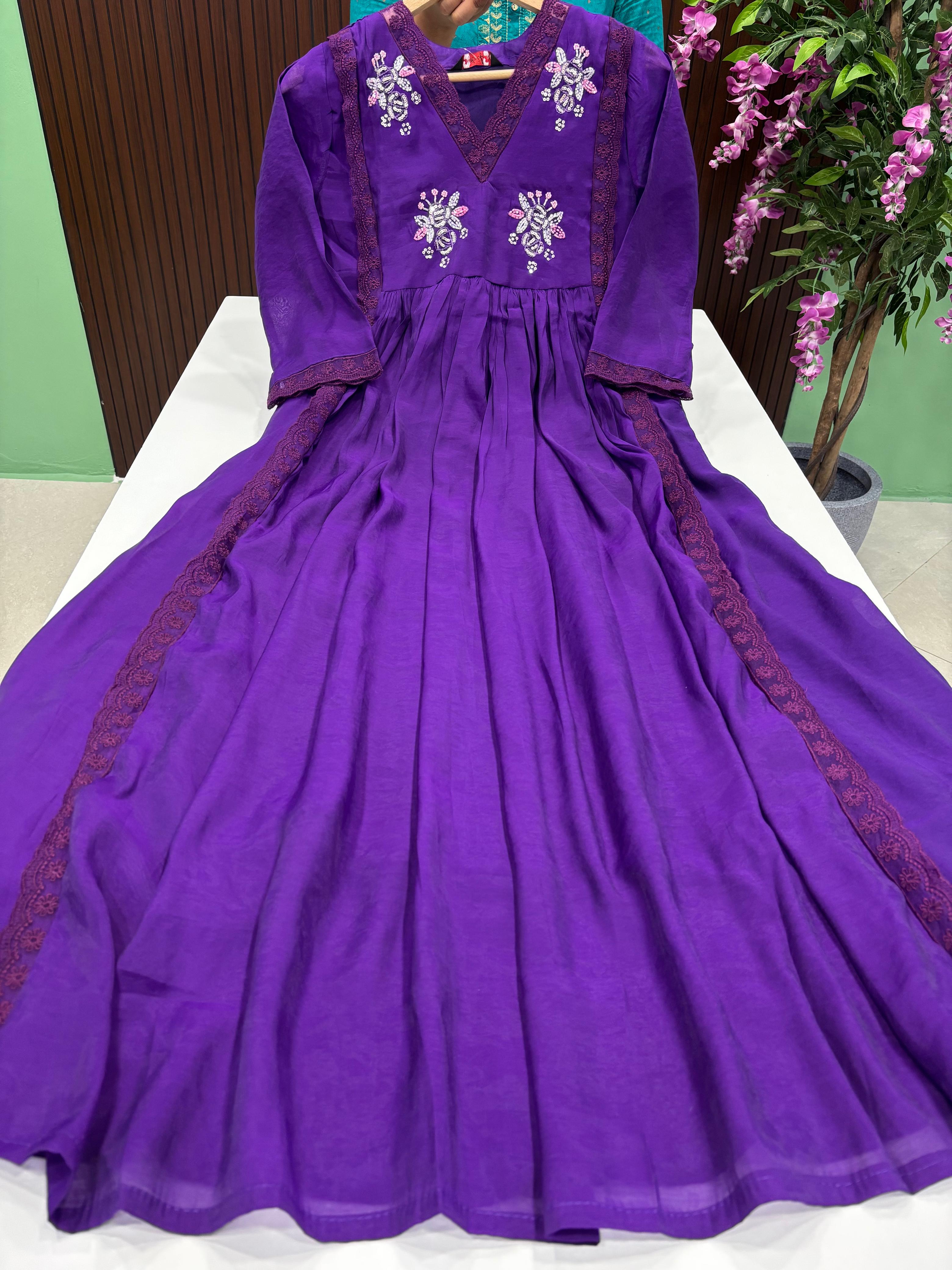 SS6650 Premium Mul Chanderi Anarkali gown