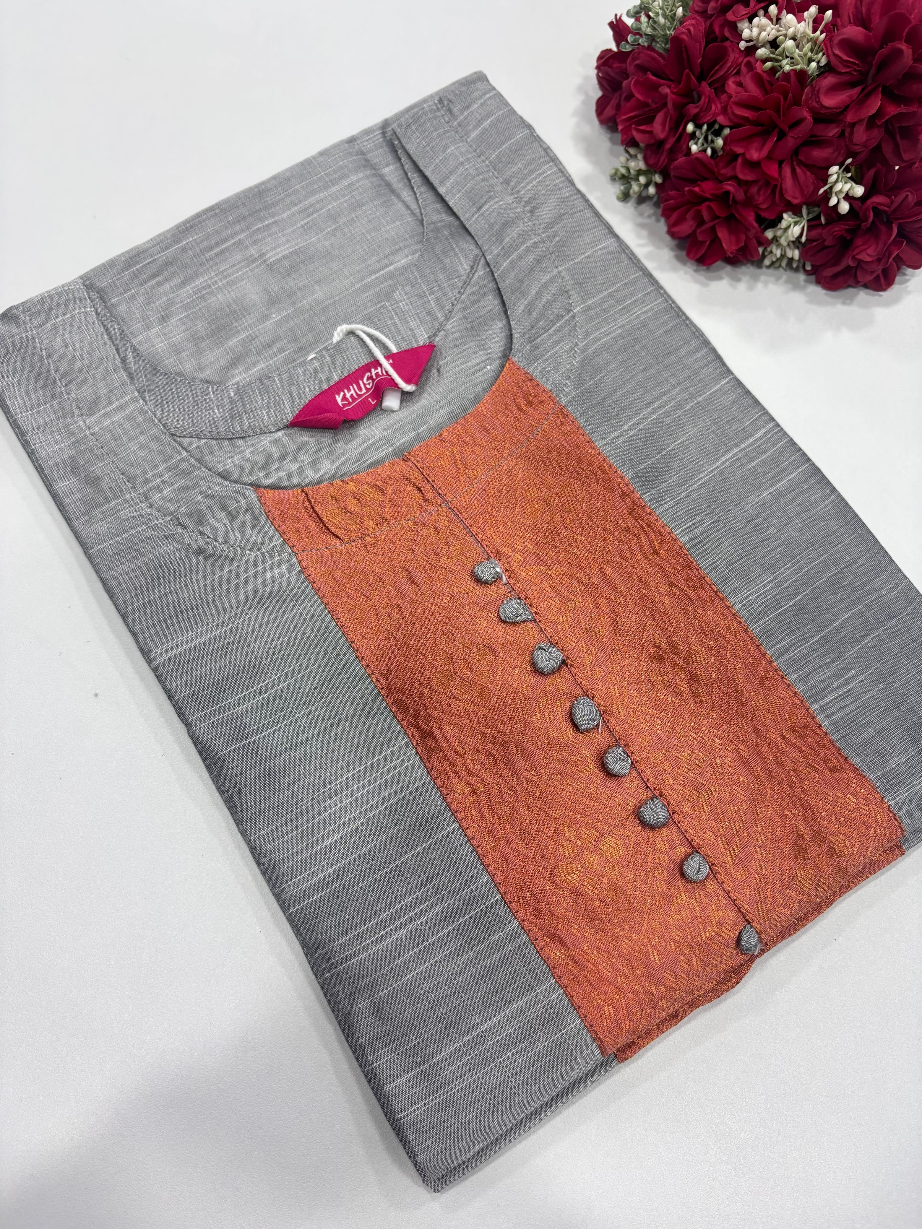 SS6703 Semi Raw Silk Kurti