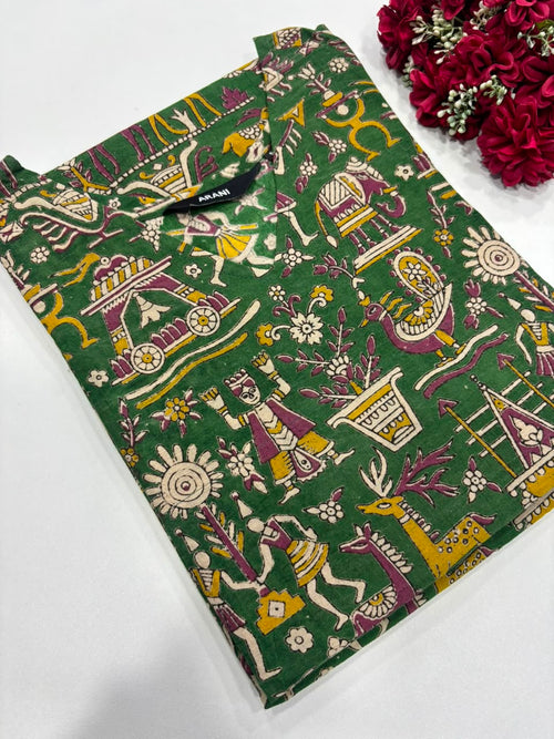 SS6750 Kalamkari Printed Cotton Kurti
