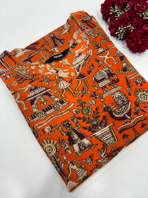 SS6747 Kalamkari Printed Cotton Kurti
