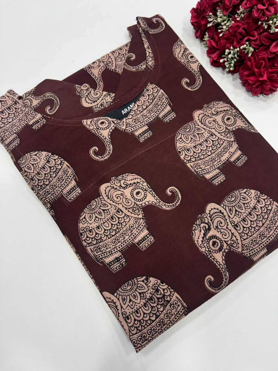 SS6740 Kalamkari Printed Cotton Kurti