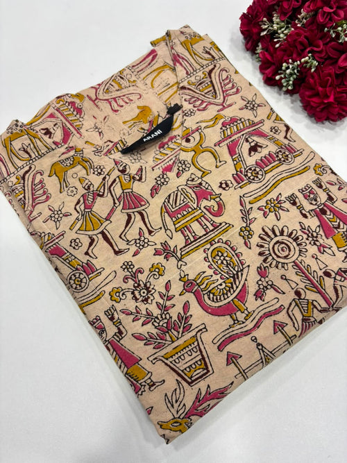 SS6748 Kalamkari Printed Cotton Kurti